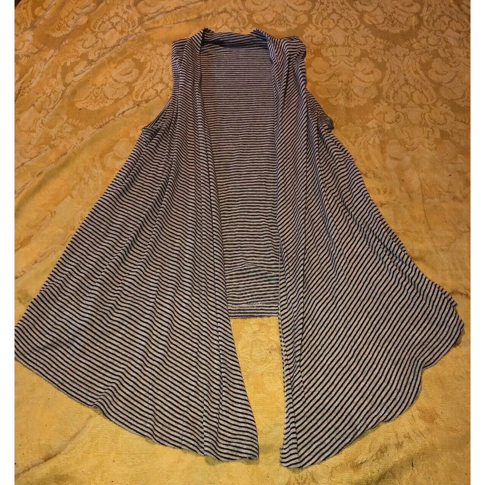 Splendid Blue Beige Stripe Womens Size Small Drape Open Front Cardigan
